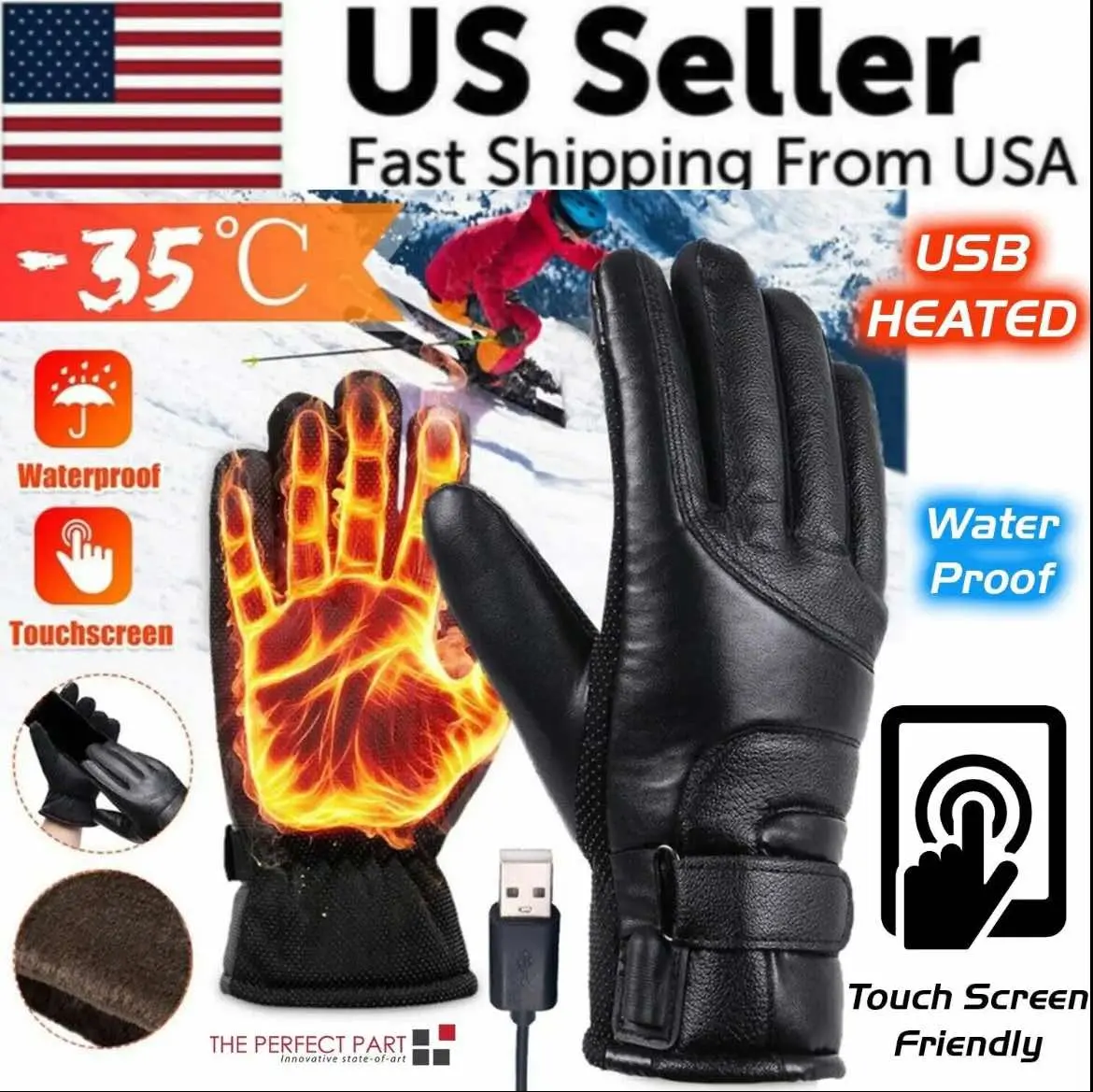 USB Heated Gloves for Winter Snow - Thermal, Windproof, and Hand Warm
