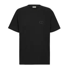 Dior Men's CD Icon Casual Short-Sleeve Round Neck Top, Menswear Black T-Shirt