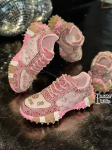 Women's Trendy Sequined Thick Sole Shoes, Fashion Street Style Casual Sports Sneakers, Comfortable and Stylish Footwear, Trendy Walking Sneakers