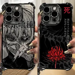 Anime Cool Tokyo Ghoul Plating Phone Case, Airbag Anti-Fall Shockproof Cover for iPhone 17 16 15 14 13 12 11 Pro Max Plus