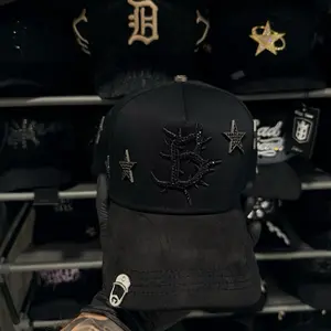 1:1B4rb4s Hats Dark Nebula G5 Black Baseball Cap with Embroidered Logo and Stars