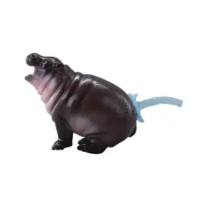 JXK MooDeng5.0 Splashing Baby Hippo, Indoor Hippo Sculpture, Collectible Animal Decor for Shelf, Table, Desk or Gift