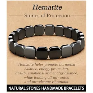 Hematite Bracelet Men Natural Stones Handmade Bracelets Reignites Masculine Energy Male Healing Bracelets for Mens Inspirational Jewellery Gifts