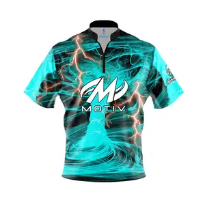 Motiv Electrical Tornado Teal Quick Ship CoolWick Sash Zip Bowling Jersey