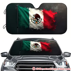 1pc Mexican flag pattern 2D high-definition printing on car sunshade, car sunshade effectively blocks sunlight, suitable for SUV, RV, truck front windshield decoration
