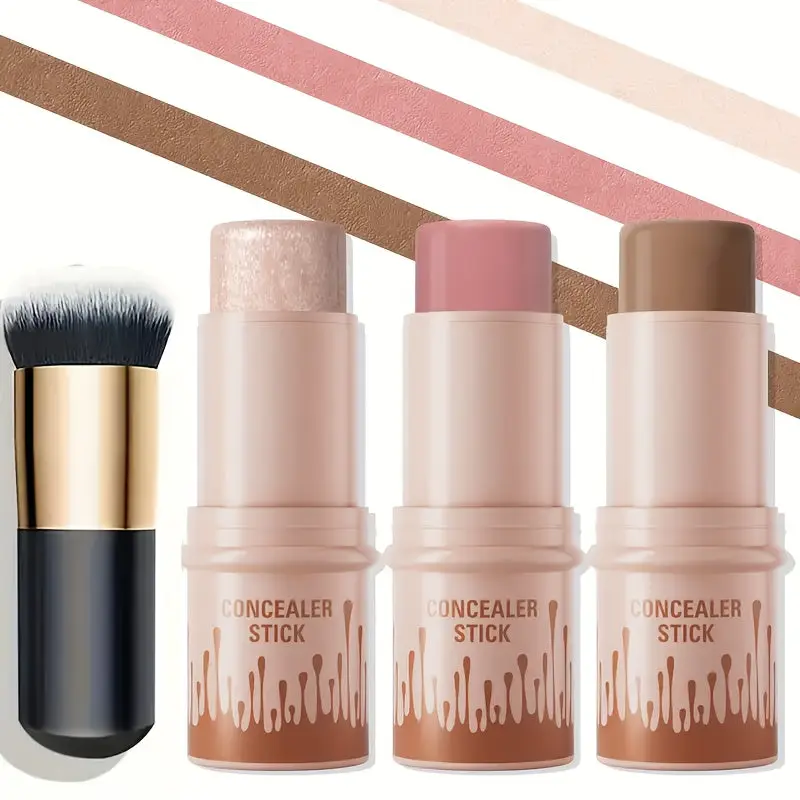 "3pcs Cream Contour Kit | Contour, Blush & Highlighter Sticks for a Flawless Look"