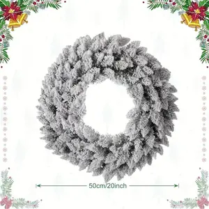 Festive Snow-Covered Pine Needle Wreath, Artificial Christmas Decoration for Front Door, Wall, or Window, Indoor Outdoor Use