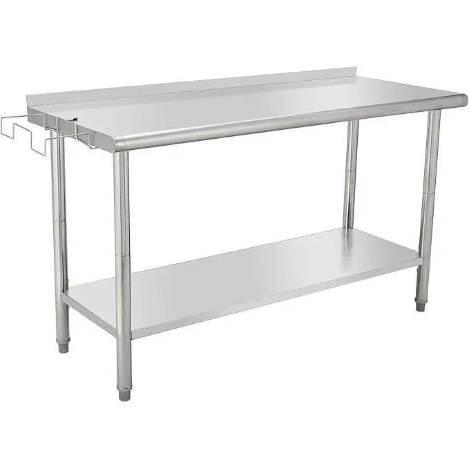 TrailBlaze Heavy-Duty Adjustable Height Stainless Steel Work Table, 60" x 24" with Adjustable Undershelf, NSF Commercial Prep Table for Kitchen-Restaurant Indoor Furniture Set, Adjustable Height Table, Heavy Duty Table