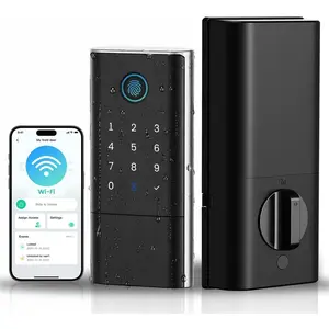 Lock K120 with GPT  Fingerprint, 15,000mAh  (Up to 16 Months), Keyless Entry Door Lock with Built-in WiFi, IP65 BHMA Grade 3 Deadbolt for , Rental & Airbnb, Black