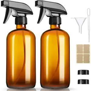 16oz  Glass Spray Bottles,2 Pack Glass Spray Bottles Refillable Empty Bottle with Adjustable Nozzle,Spray Bottle for Essential Oils,Cleaning,Pets,Hair Mister