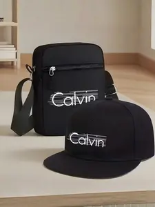 Fashion Letter Pattern Print Unisex Baseball Cap and Crossbody Bag Set, Street Style Outdoor Sports Hat and Shoulder Bag, Adjustable Fit Gift