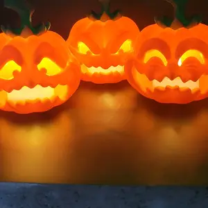 Set of 3 Jack O Lanterns for Halloween - Holds Electric Tealight