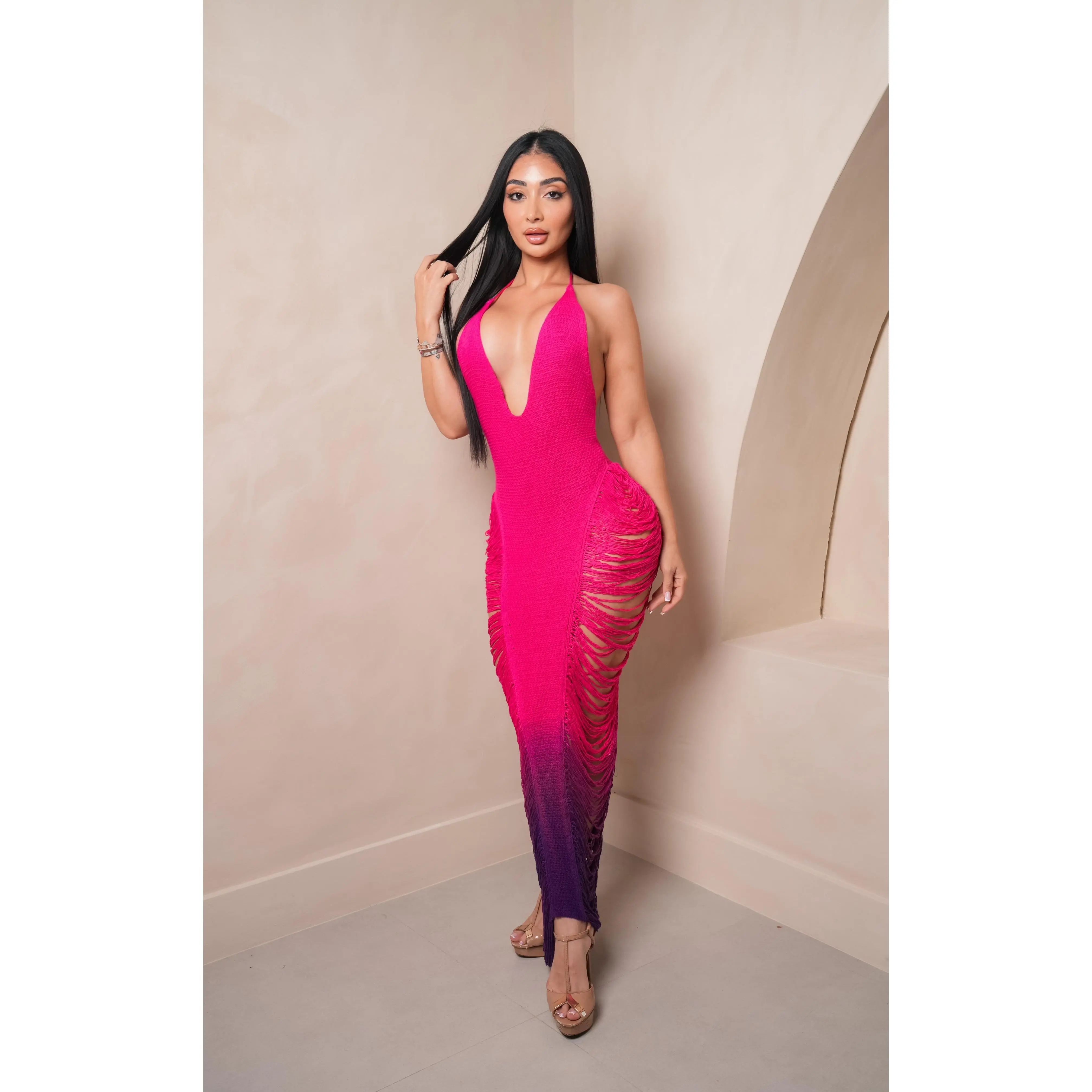 Zuri Futsia Maxi Dress