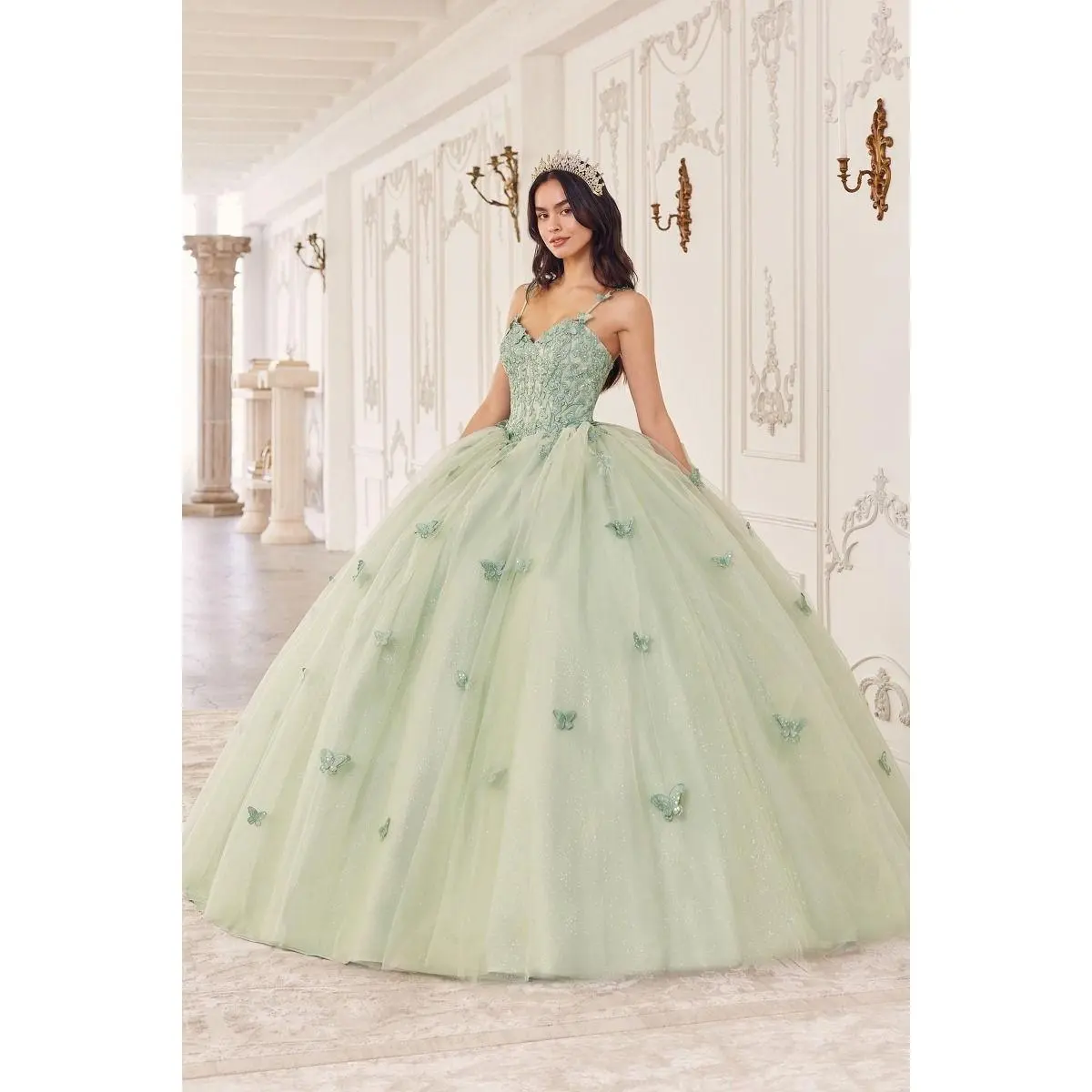 Cinderella Divine –15718 Lace Applique Bodice Quinceanera Ball Gown