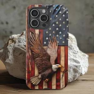 Patriotic American Flag with Eagle Smartphone Cellphone Case, Handheld Phone Accessories Shell Compatible with iPhone 11/12/13/14/15/16/17 Pro, ProMax, Plus, Air
