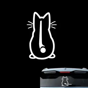 Car Stickers, Windshield Wiper Vinyl Art Sticker, Lovely Animal Cat Moving Tail Sticker, Waterproof Vehicle Decal Decoration, Universal for Most Car Rear Wipers Windshield Windows, White