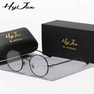 HyJex metal round frame glasses unisex style retro punk style personalized flat mirror