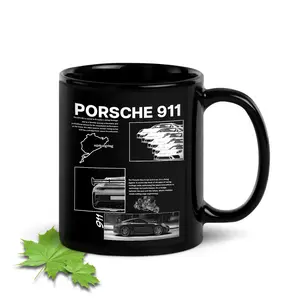 Porsche 911 Mug, Retro Vintage Coffee Cup, Car Lover Gift, Nostalgic Drinkware