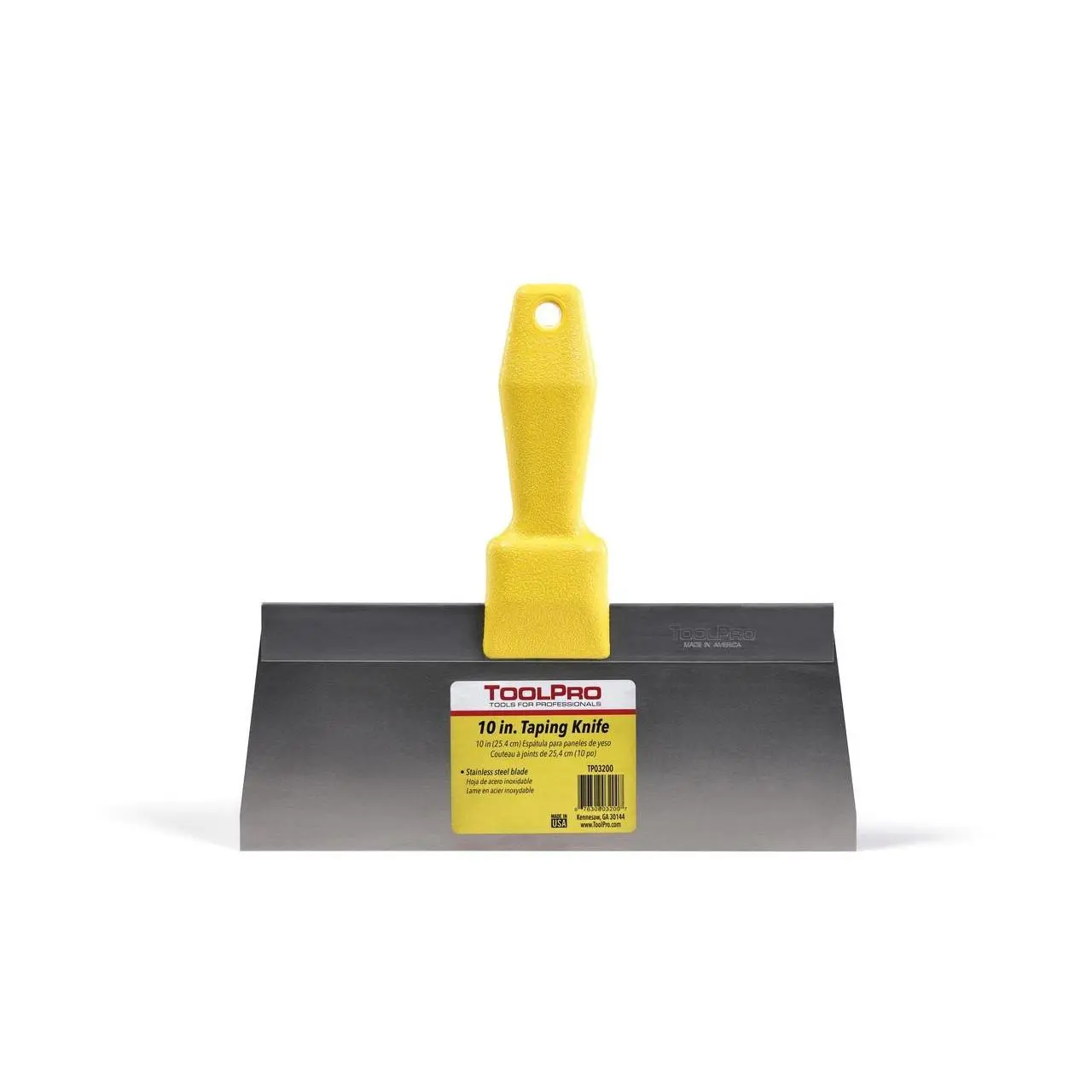 ToolPro 10 in. Durable Corrosion-Resistant Stainless Steel Taping Knife - Hand Tool for Drywall, Putty Application Tasks