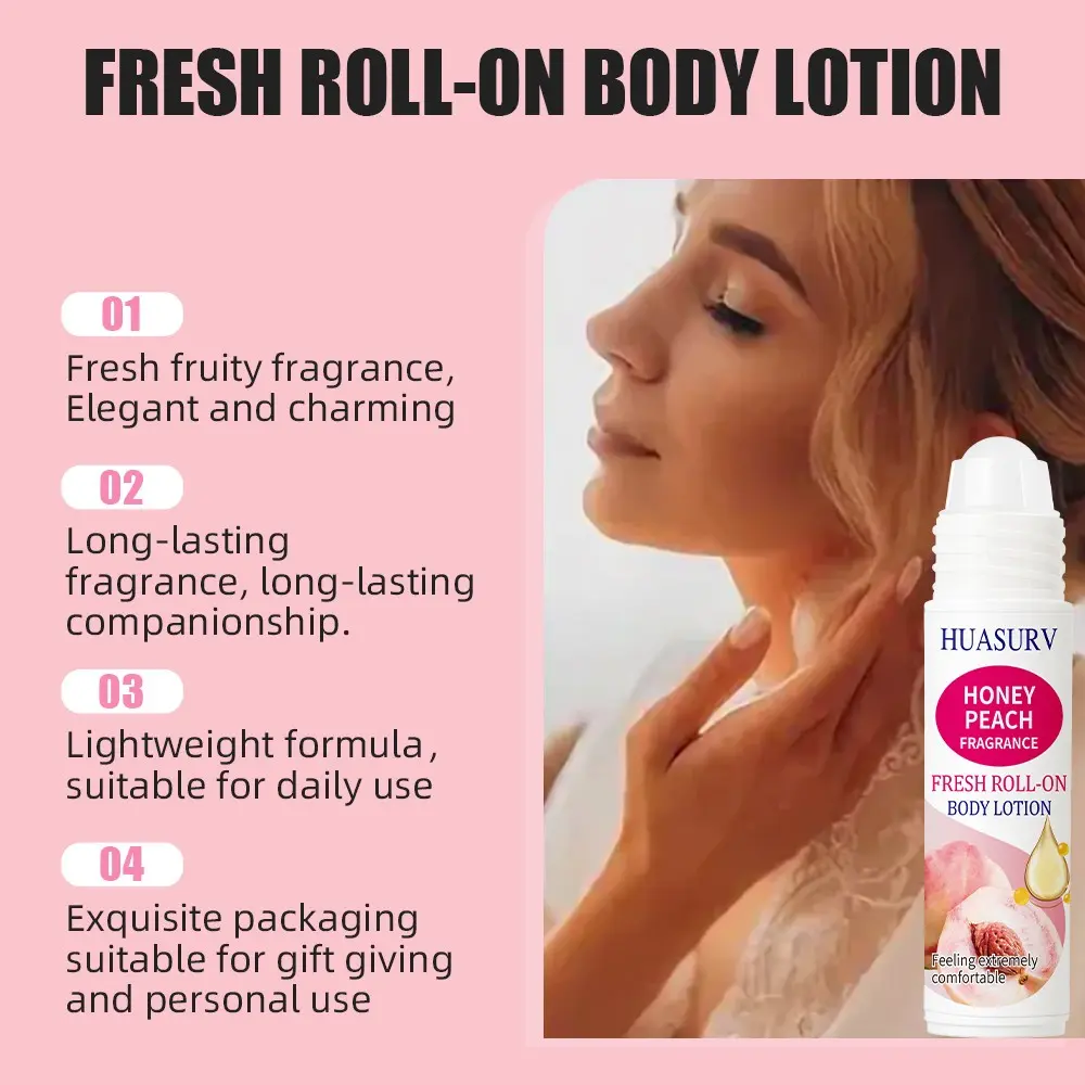 Huasurv Peach Roller Perfume Stick, Fresh Honey Peach Scent, Long-Lasting Fragrance, Ideal for Dates, Sports, Parties, Travel, Portable