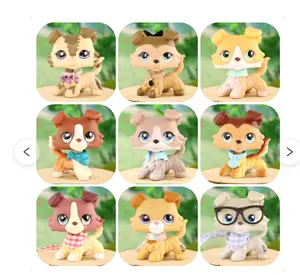 9 PC Bobble Head Collie Dog Figures Pet Shop Toys for Kids Xmas Birthday Collector Set Adorable Collie Dog Figures Set Perfect for Kids and Collectors