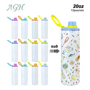 AGH US NEW Arrival Sports Tumbler 20 OZ Sublimation UV Printing DIY Stainless Steel with 4-Color Mixed Handle Lids & Full Sublimation DIY Accessories 12pcs/ctn Vday Party Ester Weddings Business Custom Gift - Thermal Flask
