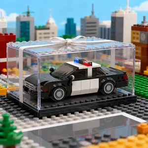 218pcs Black & White Brick Police Car Model – Buildable Emergency Vehicle Kit, Building Blocks Set, Perfect Christmas, Thanksgiving, Anniversary Gift for Kids & Car Lovers, Display & Collectible Toy