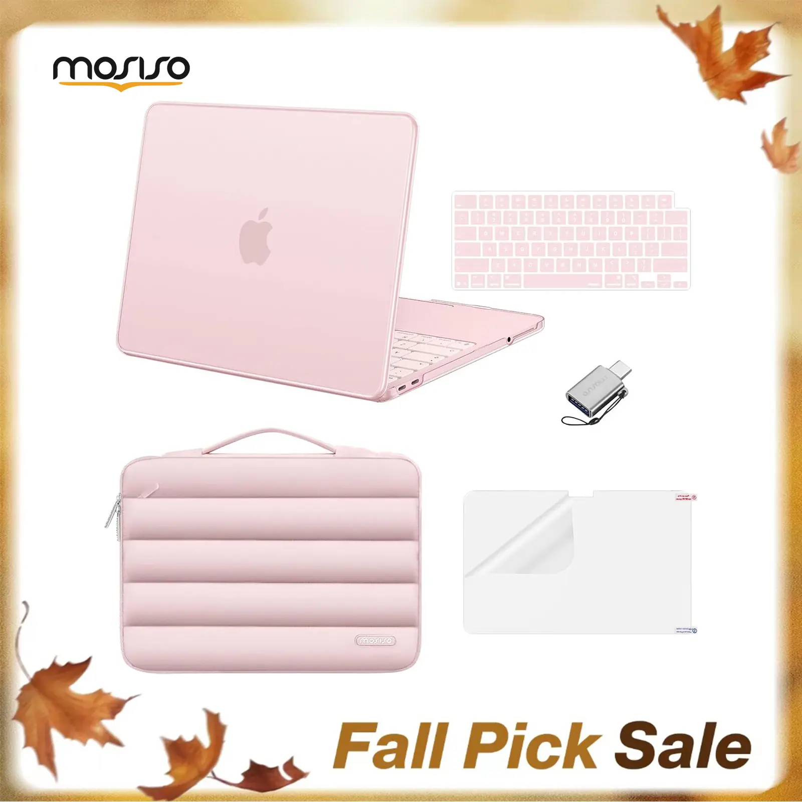 MOSISO Slim Portable Flexible Solid Plastic Protective Case Kit for MacBook Neo 13-in 2026 A3404 Only, Water-Resistant Hard Shell, Puffy Sleeve, Screen Protector, Keyboard Cover, USB-C Compatible, Ideal for School, Office (Case Only, No Laptop)