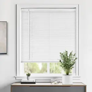 LazBlinds Cordless 1 Inch Vinyl Mini Blinds 24 W x 36 H White Light Filtering Indoor Horizontal Window Shades