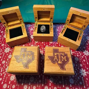 Aggie Ring Box - Wooden Storage Box with Texas A&M Logo