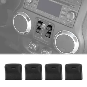 Window Control Button Decoration Cover Trim, Aluminum Alloy Laser-Cut Self-Adhesive Scratch-Proof DIY Install Car Interior Accessory for Jeep Wrangler JK 2012-2017 Sticker Decals Decal For Cars