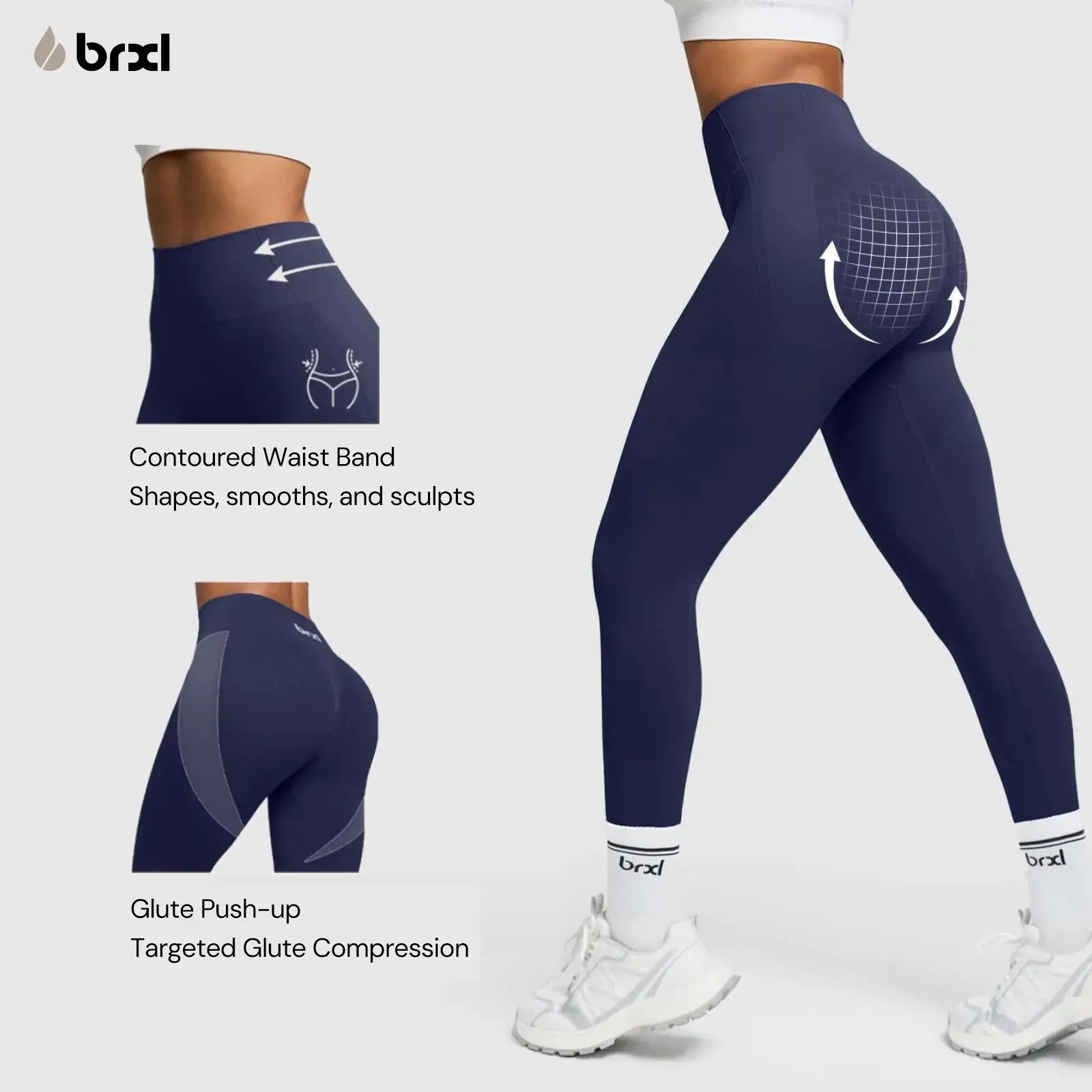 BRXL【Discount for live】 BrxlGrit Women's Seamless Plain Activewear Athletic Compression Leggings - High Waist Tummy Control, Scrunch Hip Lifting, 4-Way Stretch, Squat Proof Non See Through, Moisture Wicking Fitness Yogapants for Gym Yoga-brxl-1