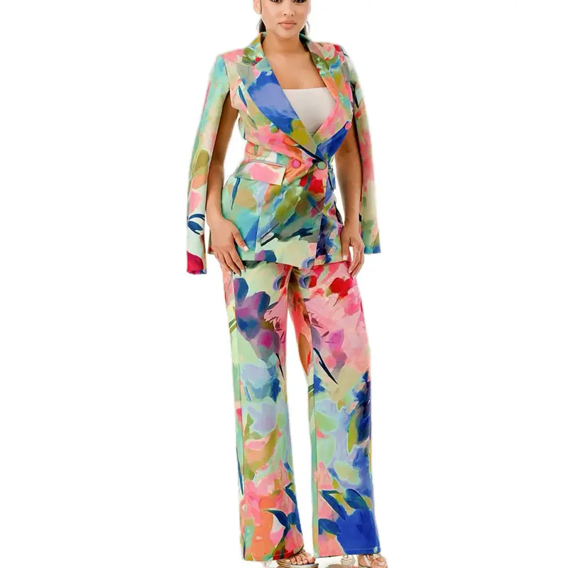 Toni Cut-out Armhole Sleeve Blazer & Pants Set Suit Plus Size