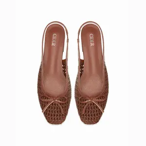 Cider BOWKNOT WOVEN SLINGBACK FLATS