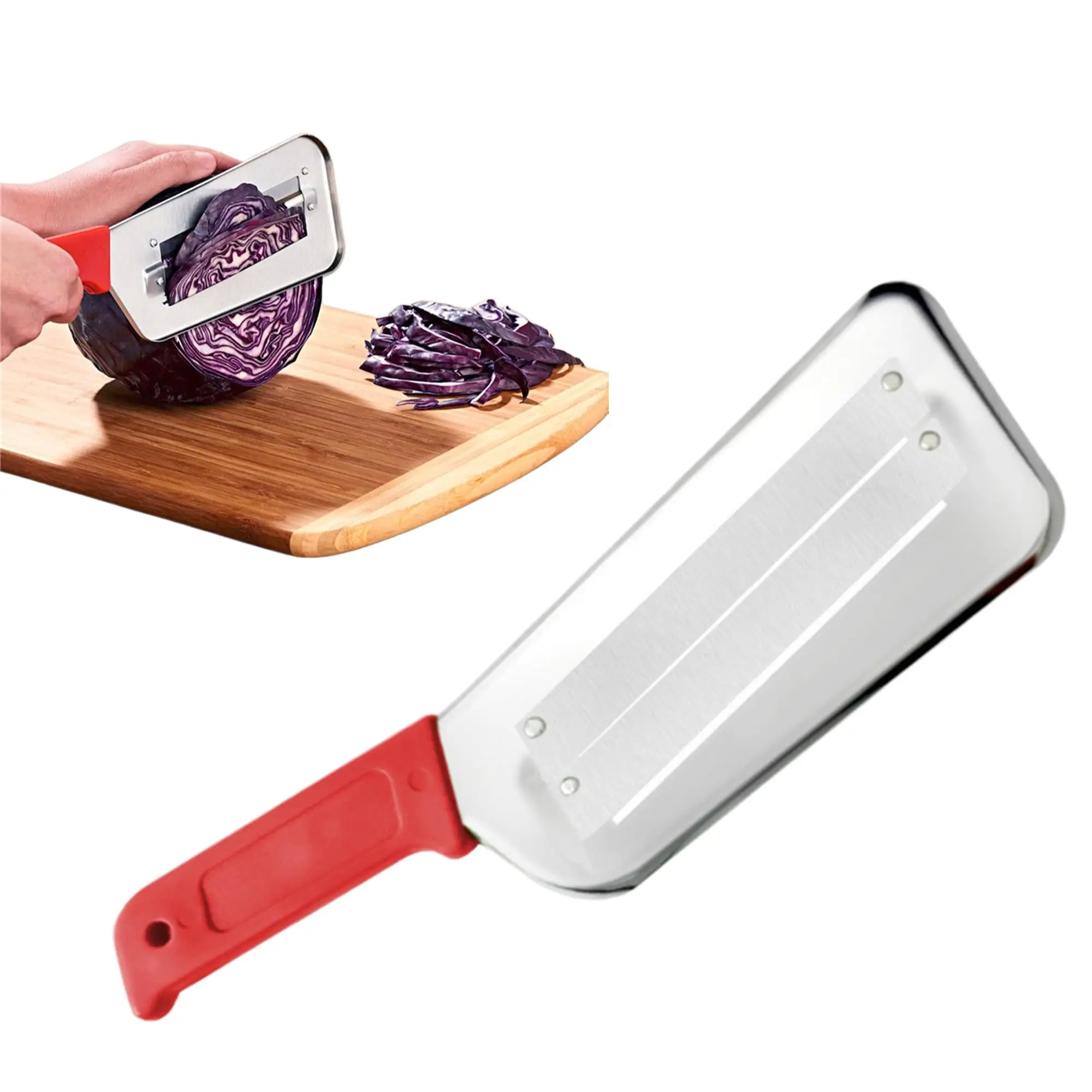 Cabbage Shredder Slicer – Stainless Steel Coleslaw Cutter & Lettuce Knife, Handheld Vegetable Fruit Slicer for Sauerkraut Salad Cucumber Potato, Ergonomic Grip, Space-Saving Kitchen Tool