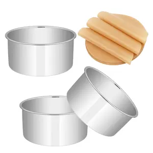Pack Of 3 Stainless Round Cake Baking Pans, with 100 Round Parchment Paper, for Birthday Cakes and Wedding Cakes, Compatible with Oven Pans and Pressure Cookers
