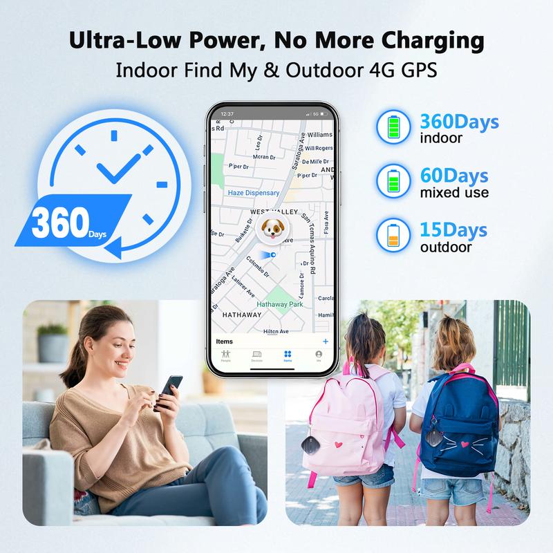 Benarlee 2-in-1 SmartTrack Work With Apple Find My & 4G LTE GPS, No AirTag Range Anxiety,Real-Time Tracking for Elderlys, Kids, Vehicles, Luggages ,Earbuds,Wallets ,Phone Finder,Key Finder,Water Resistant