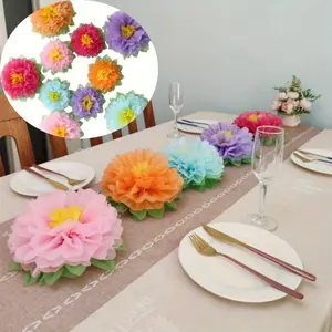 10PCS Colorful Fiesta Gaint Paper Flowers Tissue Paper Poms 7 Inch 9 Inch Flowers Decor for Wall Home Carnival Party Nursery Wall Birthday Wedding Bridal Shower Floral Ornaments