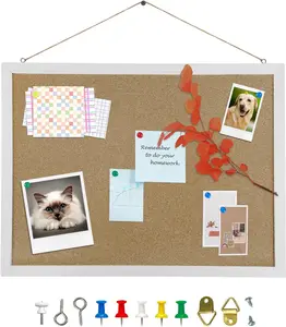 Cork Bulletin Board 15.7 X 12 Inches Rectangle White Oak Wood Finish Frame Office Home and School