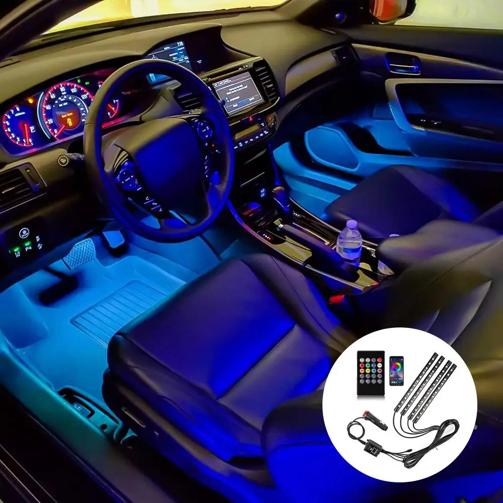 Summer 4 in 1 Car Atmosphere Light with APP Control, 1 Count RGB Decorative Lamp, Car Decoration Light, Neon Ambient Light, Decorative Lights for Car,