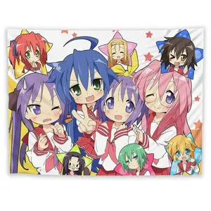 Anime Lucky Star Kawaii Izumi Konata Tapestry Wall Hanging, Smooth Print Lightweight Japan Saitama Japanese Background Cloth, Whimsical Room Decor for Home Supplies