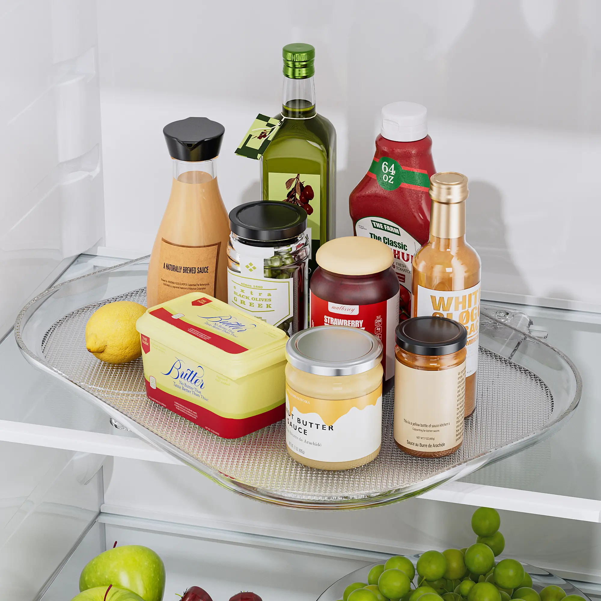 YECAYE Lazy Susan Organizer for Refrigerator Organizers and Storage Fridge Organization, Lazy Susan Organizer Turntable for Cabinet, Turntable Condiment Organizer for Kitchen, Table Top, Cabinet, Pantry, Countertop