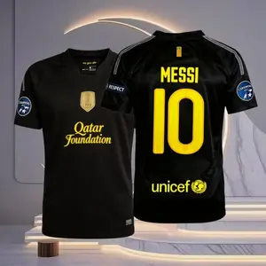 26 Barcelona Retro Second Away Black No.10 Messi Short Sleeve Soccer Jersey