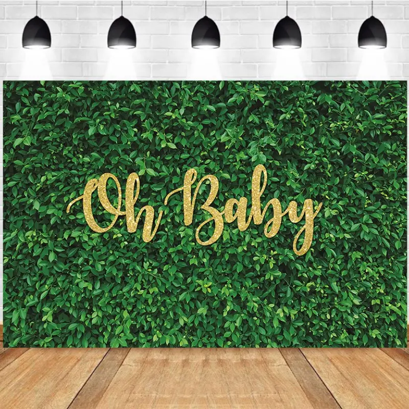 Photography Background Green Plant Background Oh Baby Decorative Words Baby Shower Birthday Party Photo Studio Backdrop