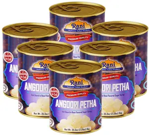 Rani Angoori Petha (Ash Gourd In Rose Flavored Sugar Syrup) 35.3oz (2.2lbs) 1kg, Pack of 6, Approximately 14 pieces, Easy Open Lid ~ Ready to eat | Gluten Free | Non-GMO | Kosher | Indian Origin