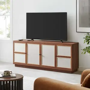 Capri 63" Wood Grain TV Console in Walnut