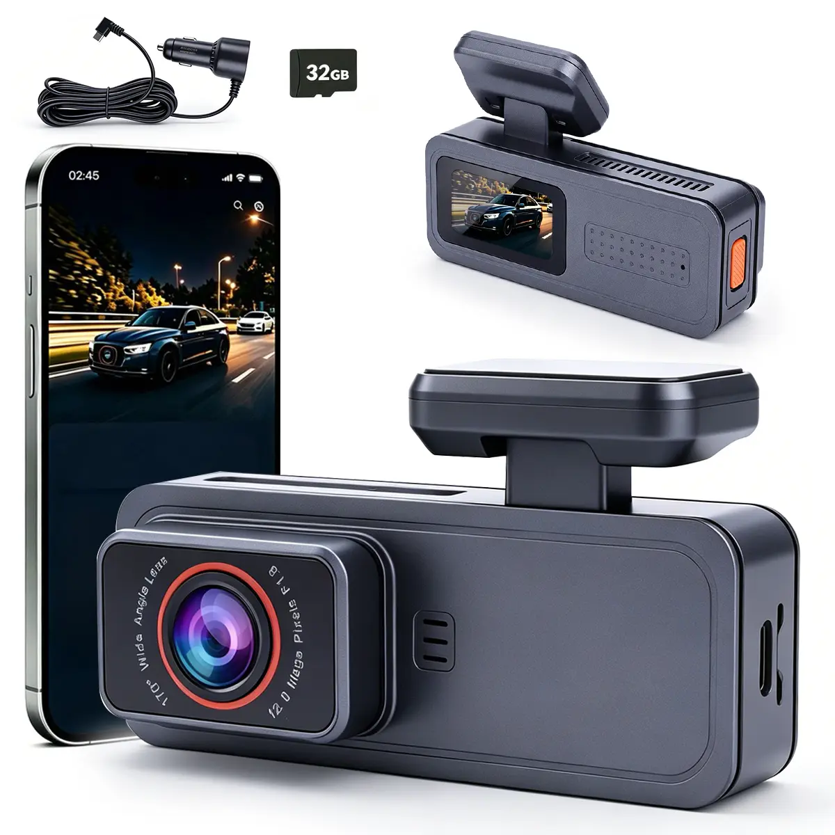 1080P Mini Wi-Fi Dash Cam, HD Car DVR with 32G Micro SD Card, APP Control, Night Vision, G-Sensor, 24H Parking Monitor, Loop Recording, Car Driving Recorder, Safe Driving Camera