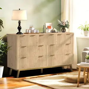 1 Mdf Plastic Wave Pattern 7-Drawer Cabinet With Gold-Sprayed Iron Frame Base