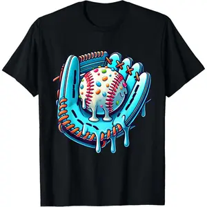 Baseball Drip Design Ice Cream Sprinkles Baseball Player T-Shirt Graphic tees