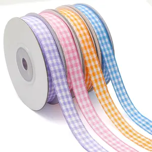 3/8 inch Gingham Ribbon 4 Rolls Set Woven   Check 40 Yards Craft Ribbon for  Wrapping,  Shower, Hair Bows, Birthday , Easter Decoration